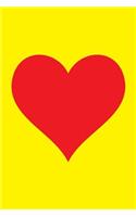100 Page Blank Notebook - Red Heart on Yellow