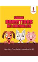 Caras Divertidas De Animales: Libro Para Colorear Para Niños Edades 4-8
