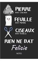 Rien ne bat Felicie - Notes: Noms Personnalisé Carnet de notes / Journal pour les filles et les femmes. Kawaii Pierre Feuille Ciseaux jeu de mots. Fournitures scolaires, premier