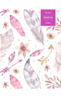 Dot Grid Notes 110 Pages: Vintage Floral Premium Notebook for Professionals and Students, Teachers and Writers - Bright Pink and Purple Feathers and Arrows Bohemian Pattern
