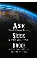 Ask Seek Knock Wirebound Notebook