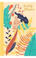 Weekly Planner: Simple Undated On-The-Go Schedule Organizer and Appointment Calendar with Notes Sections - Modern Abstract Botanical Cover Design in Green, Yellow, 