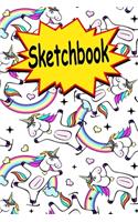 Sketchbook: Cute Unicorn Kawaii Sketchbook for Girls with 120 Pages of 6"x9" Blank Paper for Drawing, Doodling or Learning to Draw ((Sketch Books For Kids))