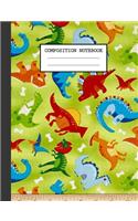COmposition Notebook: Dinosaur Glossy Cover Wide Ruled Blank Lined Soft Cover Students Kids Elementary School Journal Paper 7.44 x 9.69 Inches 110 Pages