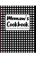 Memaw's Cookbook Blank Recipe Book Black Gingham Edition
