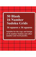 Fifty Blank 16 Number Sudoku Grids