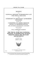 Hearing on National Defense Authorization Act for Fiscal Year 2016 and oversight of previously authorized programs before the Committee on Armed Services, House of Representatives, One Hundred Fourteenth Congress, first session
