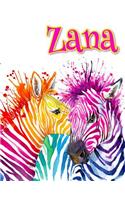 Zana: Rainbow Zebras, Personalized Journal, Diary, Notebook, 105 Lined Pages, Christmas, Birthday, Friendship Gifts for Girls, Teens and Women, Book Size 8 1/2 X 11: Rainbow Zebras, Personalized Journal, Diary, Notebook, 105 Lined Pages, Christmas, Birthday, Friendship Gifts for Girls, Teens and Women, Book Size 