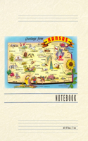 Vintage Lined Notebook Greetings from Kansas, Map