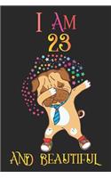 I Am 23 and Beautiful: Dog Notebook and Sketchbook Journal for 23 Year Old Teen Girls and Boys, a Happy Birthday 23 Years Old Composition Book with Magical Stars Cover, 23