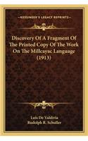 Discovery Of A Fragment Of The Printed Copy Of The Work On The Millcayac Language (1913)
