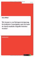 Wie kommt es zur Beitragsverweigerung für kollektive Umweltgüter und wie kann sie durch staatliche Eingriffe behoben werden?