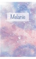 Melanie: First Name Personalized Notebook, College Ruled (Lined) Journal, Cute Pastel Notepad with Marble Pattern for Girls and Women (Small Format)