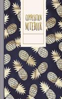 Composition Notebook: Pineapple Dot Grid Paper Composition Notebook For Girls Women - Large Dotted Writing And Journaling Book Journal - Trendy Golden Dark Blue Pattern
