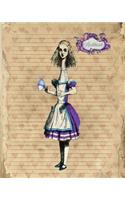 Notebook: Alice in Wonderland Art Cover Notebook, 8 x 10, 200 Pages Lined Paper For Writing Notebook, Perfect for Journaling, Note Taking or Diary