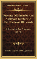 Province Of Manitoba And Northwest Territory Of The Dominion Of Canada