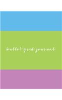 Bullet Grid Journal: Tri-Color Blue Green Pink, 150 Dot Grid Pages, 8x10, Professionally Designed
