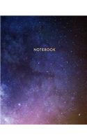 Notebook: Purple Milky Way Galaxy Outer Space - Journal for Girls and Boys, Kids, School, Students and Teachers - 8 x 10, 100 Blank Lined Pages