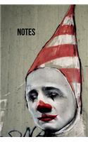 Notes: Sad Clown Blank Lined Journal Notebook Diary, Wide Ruled, Use for Thoughts or as a Gift