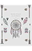 Boho sketchbook style by magic lover: Dreamcatcher on grey cover (8.5 x 11) inches 110 pages, Blank Unlined Paper for Sketching, Drawing, Whiting, Journaling & Doodling