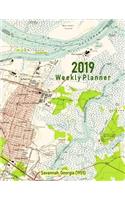 2019 Weekly Planner: Savannah, Georgia (1955): Vintage Topo Map Cover