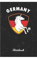 Notebook: Germany Unicorn Wide Ruled Lined Paper Notepad - German Soccer Ball Goalie Black Marble Cover - For Assignments, Take Class Notes, Homework, Study &