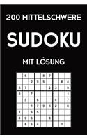 200 mittelschwere Sudoku mit Lösung: Puzzle Rätsel Heft, 2 Rätsel pro Seite, 9x9