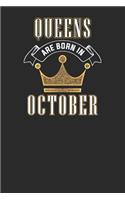Queens Are Born In October: Blank Lined Notebook (6 x 9 - 120 pages) Birthday Months Themed Notebook for Daily Journal, Diary, and Gift