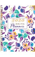 2020 Monthly and Weekly Planner: One Year Calendar with Monthly and Weekly View - Birthday Log - Password Log - Goals - To Do List - Extra Notes - with strong dark purple Floral Cov