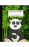 Composition Notebook College Ruled 120p 8" x 10": Cute Panda Eating Bamboo - Blank Ruled Pandas Notebook Journal for Girls Boys Adults School Kids Teachers and Students.