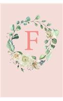 F: White Roses and Peonies Monogram Sketchbook - 110 Sketchbook Pages (6 x 9) - Floral Watercolor Monogram Sketch Notebook - Personalized Initial Lette