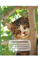 Cat in the Tree Composition Book: Wide Ruled Paper 108 Pages Book (7.44 x 9.69) Funny Cat Notebook, Journal for girls, kids, school, students, teachers, Home & Office
