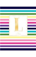 Dotted Journal: Dotted Grid Bullet Notebook Journal Colorful Stripes Gold Monogram Letter L (7.5 X 9.25) for Women Teens Girls and Kids