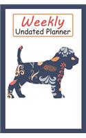 Weekly Undated Planner: 52 Weeks Planner with Blue Flower Beagle Dog Pattern and Gratitude Journal Section (Agenda, Organizer, Notes, Goals & to Do Lists)