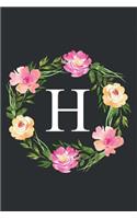 H: Floral Monogram Initial Letter H Composition Notebook Journal for Girls and Women (Monogrammed Notebook)