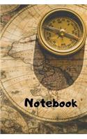 Notebook: Notebook / Travel Diary with Map or Landscape Cover - Wide Ruled Line Paper