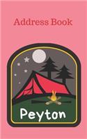 Peyton: Personalized Address Book for Girls who Love Camping and Summer Camp