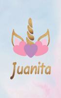 Juanita: Personalized First Name Unicorn Gift Birthday Girl Notebook Journal 104 Pages