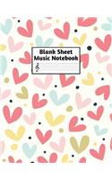 Blank Sheet Music Notebook: Easy Blank Staff Manuscript Book Large 8.5 X 11 Inches Musician Paper Wide 12 Staves Per Page for Piano, Flute, Violin, Guitar, Trumpet, Drums, Cell