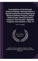 Investigation of the National Defense Program. Hearings Before a Special Committee Investigating the National Defense Program, United States Senate, Seventy-Seventh Congress, First Session--Eightieth Congress, First Session. S. Res. 71