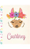 Courtney: Personalized Llama Sketchbook For Girls With Pink Name - 8.5x11 110 Pages. Doodle, Draw, Sketch, Create!