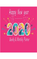 Happy new year 2020 Planner Weekly and Monthly: Jan 1, 2020 to Dec 31, 2020: Weekly & Monthly Planner + Calendar Views - Inspirational Quotes and Navy Floral Cover - ... December 2020 (2020 Pretty