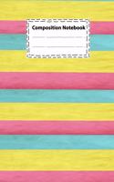 Composition notebook Vintage Rainbow colorful background Pink yellow and blue color Striped color for Teachers Students Kids and Teens