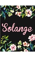 Solange: Personalised Name Notebook/Journal Gift For Women & Girls 100 Pages (Black Floral Design)