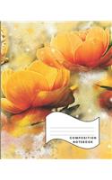Composition Notebook: College Ruled 100 Sheets 200 Pages 7.5 X 9.25 School Journal Yellow Floral Decorated