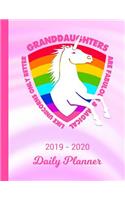 2019 - 2020 Daily Planner: Granddaughter Unicorn Rainbow Pink Cover January 19 - December 19 Journal Planner Plan Days, Set Goals & Get Things Done Datebook Calendar Schedule