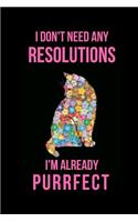 I Don't Need Any Resolutions I'm Already Purrfect: Blank Line Journal