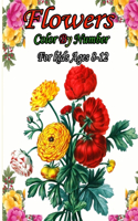 Flowers Color By Number for kids Ages 8-12