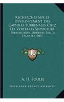 Recherches Sur Le Developpement Des Capsules Surrenales Chez Les Vertebres Superieurs