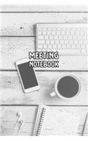 Meeting Notebook: Topics, Takeaways, Action Items & Follow-Ups - Undated Meeting Notes Agenda Organizer